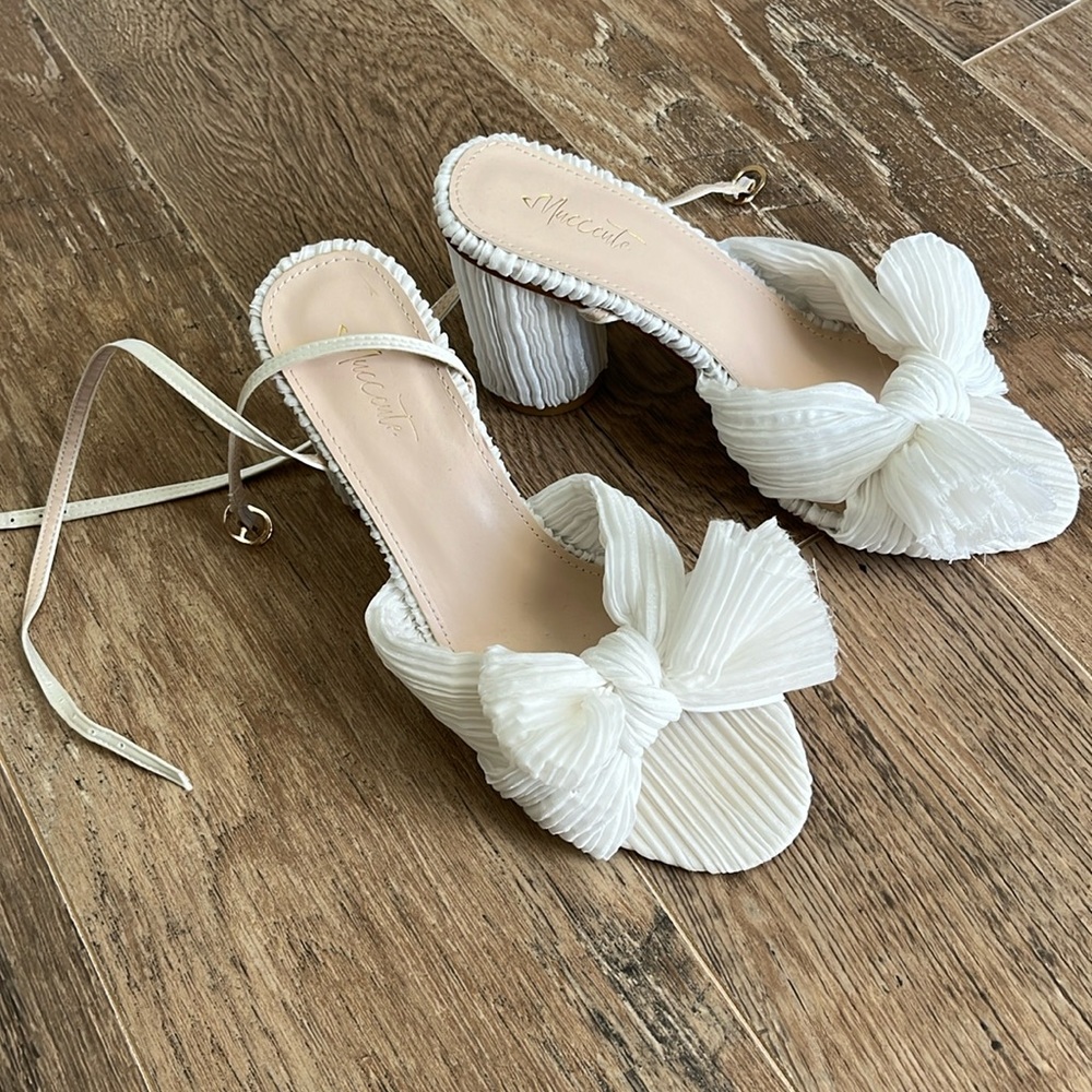 White Bridal Bow Knot Heels